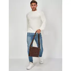 Кожаная сумка мужская через плечо Ryff Ryder универсальный дизайн