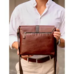 Кожаная сумка мужская Ryff Ryder через плечо среднего размера Old Money