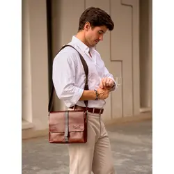 Кожаная сумка мужская Ryff Ryder через плечо среднего размера Old Money