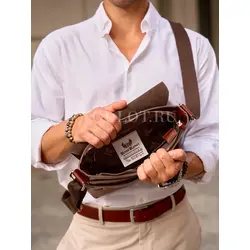 Кожаная сумка мужская Ryff Ryder через плечо среднего размера Old Money