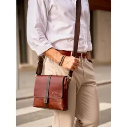 Кожаная сумка мужская Ryff Ryder через плечо среднего размера Old Money