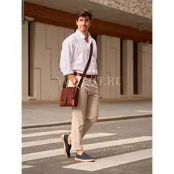 Кожаная сумка мужская Ryff Ryder через плечо среднего размера Old Money