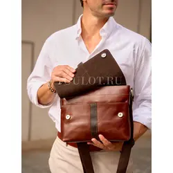 Кожаная сумка мужская Ryff Ryder через плечо среднего размера Old Money