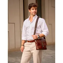 Кожаная сумка мужская Ryff Ryder через плечо среднего размера Old Money