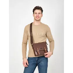 Сумка мужская через плечо Ryff Ryder кожаная на застежках