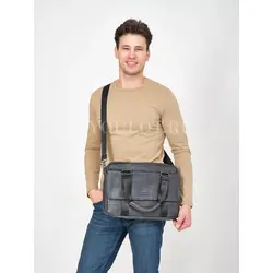 Дорожная сумка мужская Ruff Ryder из натуральной кожи черная