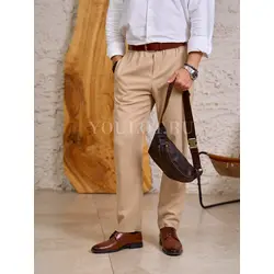 Кожаная бананка мужская Ruff Ryder из натуральной кожи коричневая