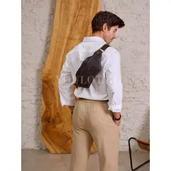 Кожаная бананка мужская Ruff Ryder из натуральной кожи коричневая