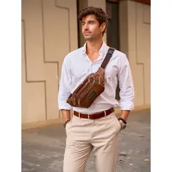 Бананка на плечо мужская Ruff Ryder, сумка через плечо, на пояс кожаная