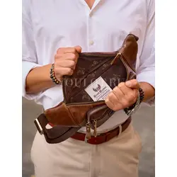 Бананка на плечо мужская Ruff Ryder, сумка через плечо, на пояс кожаная