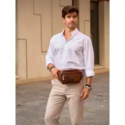 Бананка на плечо мужская Ruff Ryder, сумка через плечо, на пояс кожаная