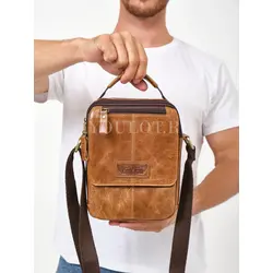 Кожаная мужская сумка на плечо Ryff Ryder светло-коричневая