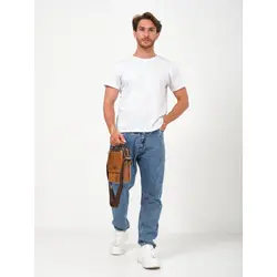 Кожаная мужская сумка на плечо Ryff Ryder светло-коричневая