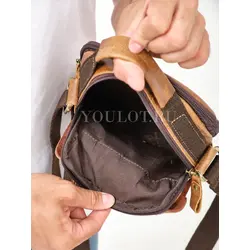 Кожаная мужская сумка на плечо Ryff Ryder светло-коричневая