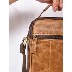 Кожаная мужская сумка на плечо Ryff Ryder светло-коричневая