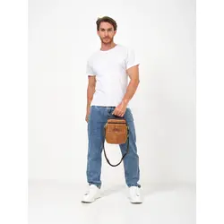 Мужская барсетка Ruff Ryder через плечо из натуральной кожи базовая