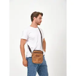 Мужская барсетка Ruff Ryder через плечо из натуральной кожи базовая
