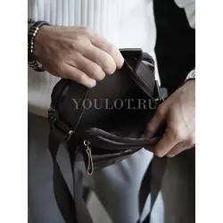 Сумка мужская кожаная через плечо с карманами Ruff Ryder