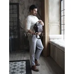 Сумка мужская кожаная через плечо с карманами Ruff Ryder