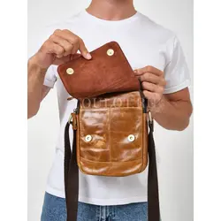 Кожаная сумка на плечо мужская повседневная Ruff Ryder