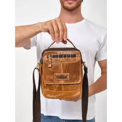 Кожаная сумка на плечо мужская повседневная Ruff Ryder