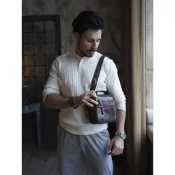 Мужская кожаная барсетка Ryff Ryder через плечо для города