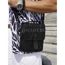 Сумка мужская через плечо из натуральной кожи Ryff Ryder черная