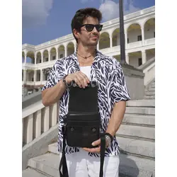 Сумка мужская через плечо из натуральной кожи Ryff Ryder черная