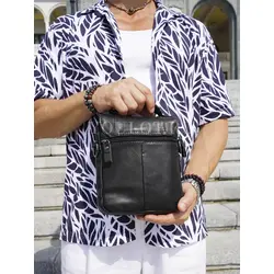 Сумка мужская через плечо из натуральной кожи Ryff Ryder черная