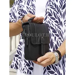 Сумка мужская через плечо из натуральной кожи Ryff Ryder черная