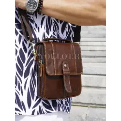 Сумка мужская через плечо из натуральной кожи Ryff Ryder коричневая