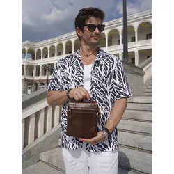 Сумка мужская через плечо из натуральной кожи Ryff Ryder коричневая