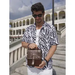 Сумка мужская через плечо из натуральной кожи Ryff Ryder коричневая