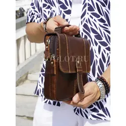 Сумка мужская через плечо из натуральной кожи Ryff Ryder коричневая