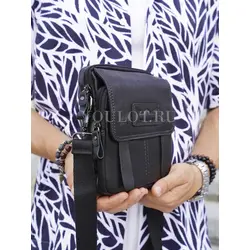 Сумка мужская через плечо кожаная Ryff Ryder черная