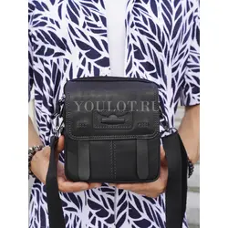 Сумка мужская через плечо кожаная Ryff Ryder черная