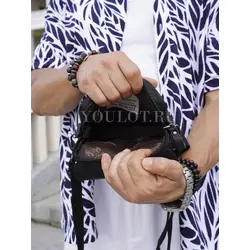 Сумка мужская через плечо кожаная Ryff Ryder черная