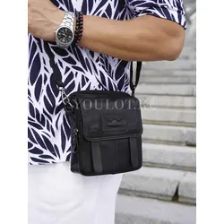 Сумка мужская через плечо кожаная Ryff Ryder черная