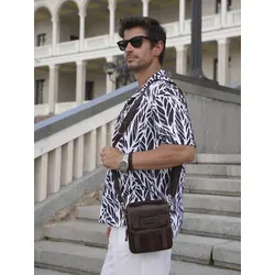 Сумка мужская через плечо кожаная Ryff Ryder коричневая