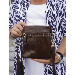 Сумка мужская через плечо кожаная Ryff Ryder коричневая