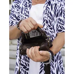 Сумка мужская через плечо кожаная Ryff Ryder коричневая