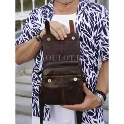 Сумка мужская через плечо кожаная Ryff Ryder коричневая