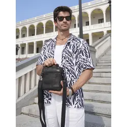 Сумка мужская кросс-боди из натуральной кожи Ryff Ryder черная