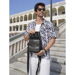 Сумка мужская кросс-боди из натуральной кожи Ryff Ryder черная