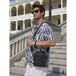 Сумка мужская кросс-боди из натуральной кожи Ryff Ryder черная