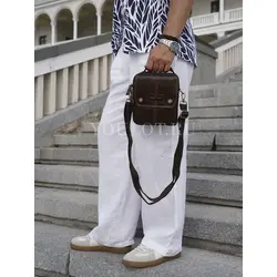 Сумка мужская кросс-боди из натуральной кожи Ryff Ryder коричневая