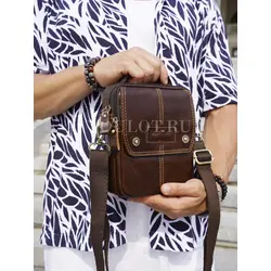 Сумка мужская кросс-боди из натуральной кожи Ryff Ryder коричневая