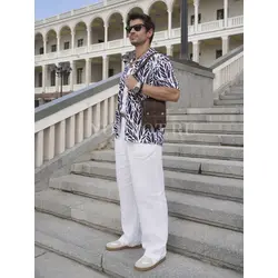 Сумка мужская кросс-боди из натуральной кожи Ryff Ryder коричневая