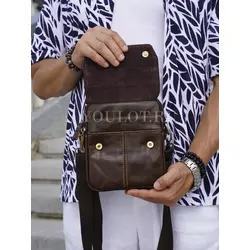 Сумка мужская кросс-боди из натуральной кожи Ryff Ryder коричневая
