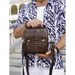 Сумка мужская кросс-боди из натуральной кожи Ryff Ryder коричневая